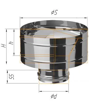 зонт феррум нержавеющий (430/0,5 мм) ф200 с ветрозащитой по воде