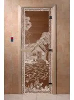 дверь "банька в лесу" (бронза) 180х70, коробка ольха. банный эксперт