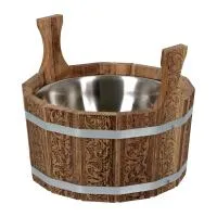 ушат "шайка" цветочный орнамент 5л с нерж. вставкой, дуб банные штучки