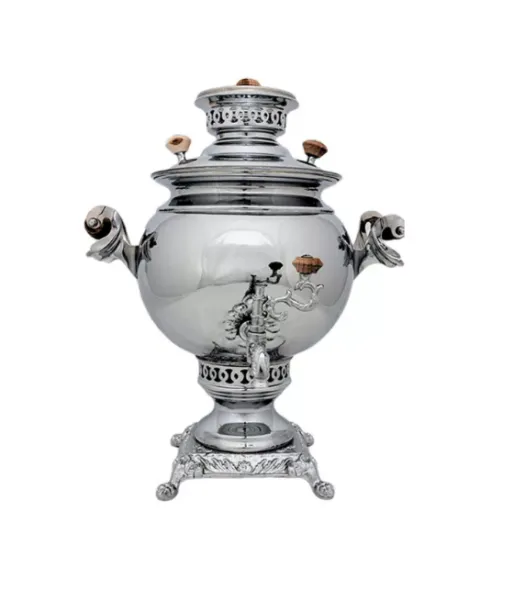 самовар угольный жаровый, 5 л, латунный никелированный, персидский 2017/1